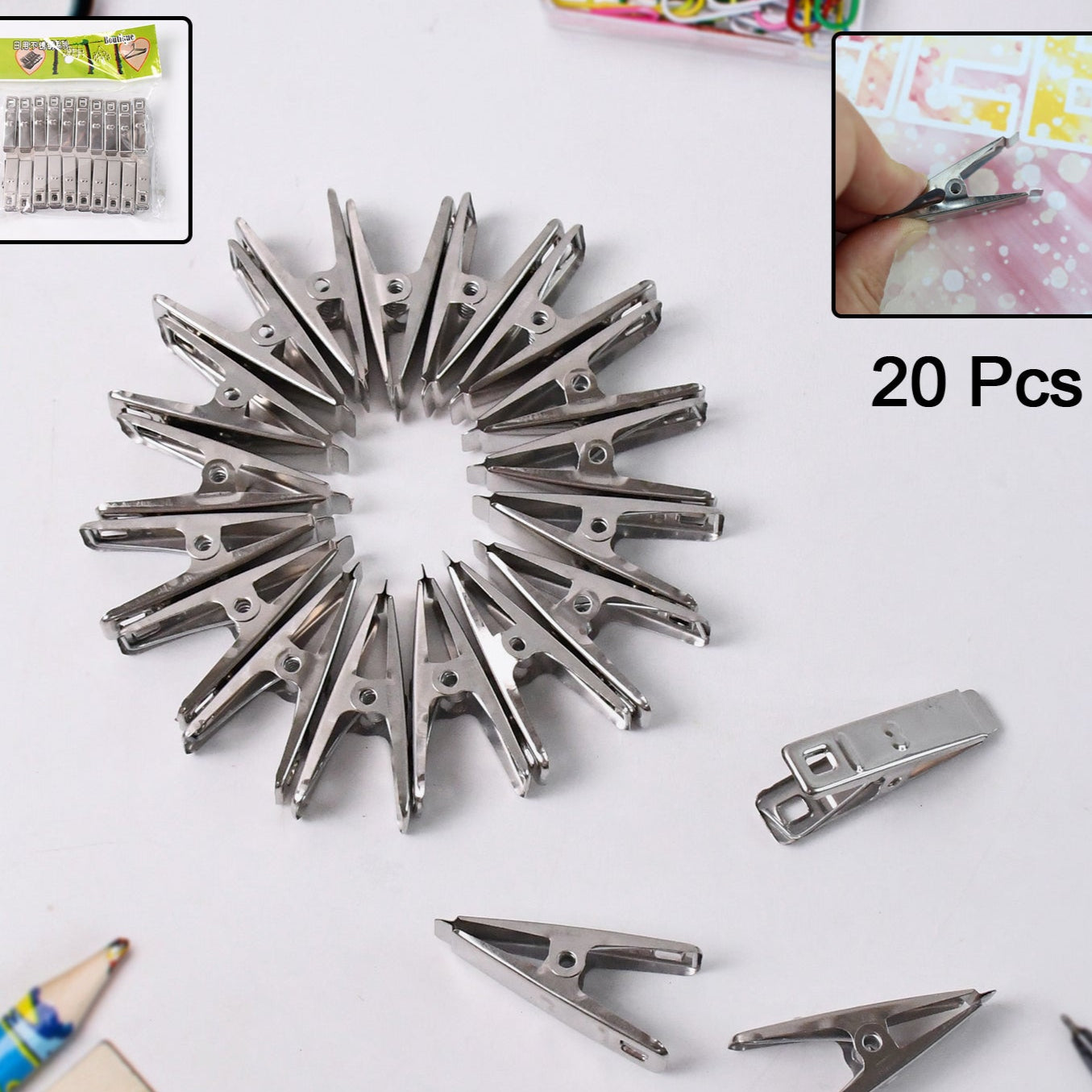Cloth Drying Pins Stainless Steel Cloth Clips (20 Pcs Set) - Happy Price - Image 1