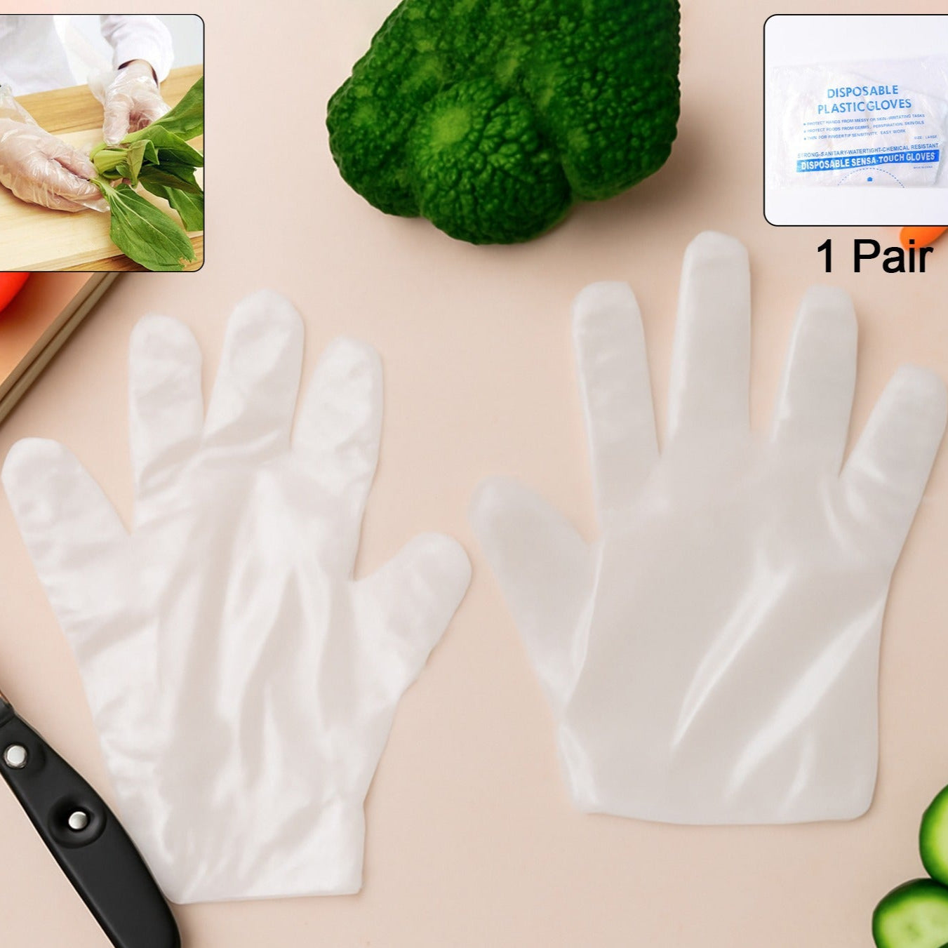 Eco-friendly Kitchen Hand Gloves Disposal Hand Gloves Free Size (100 Pc) - Happy Price - Image 1