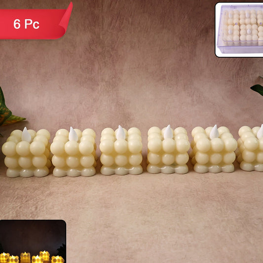 Decorative LED Bubble Candles - 6 Piece Set with Warm Glow - Happy Price - Image 1