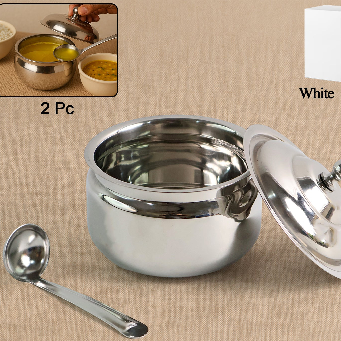 Premium Stainless Steel Ghee Pot - Happy Price - Image 1