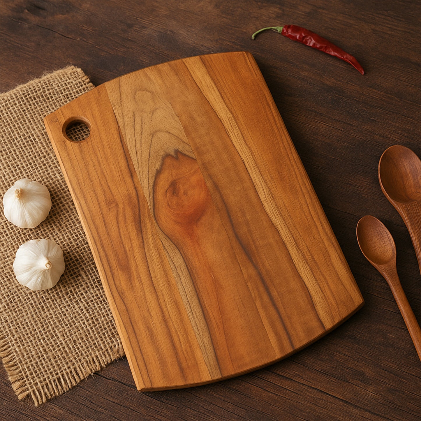 Premium Teak Wood Chopping Board for Kitchen (1 Pc) - Happy Price - Image 6