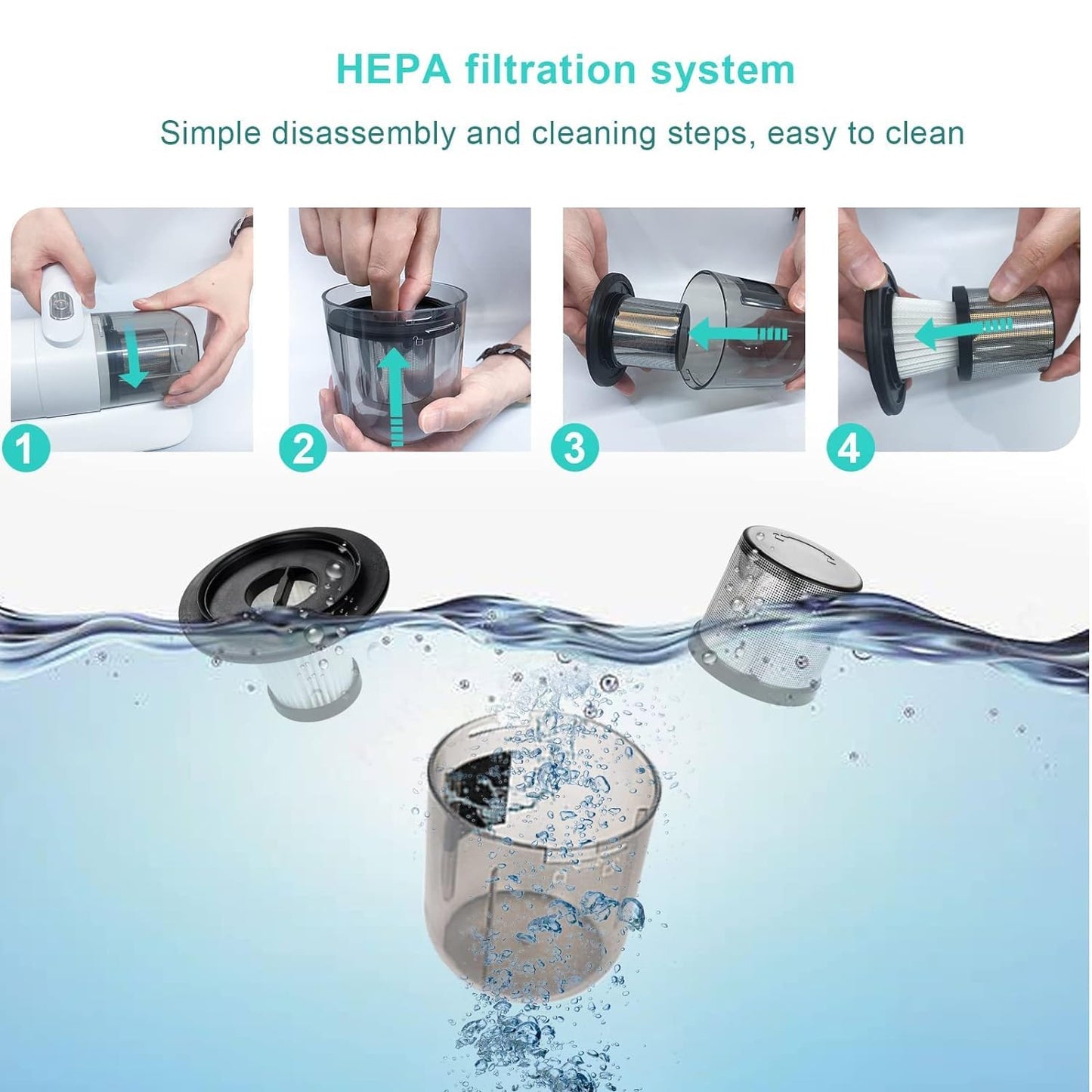 Powerful Suction Portable Handheld Vacuum Cleaner - Low Noise Vacuum Cleaner For Bed - Cordless Vacuum Cleaner For Car Seat Crevices Pillows Mattresses Sofas Wireless Anti Dust And Mite Cleaner - Happy Price - Image 6