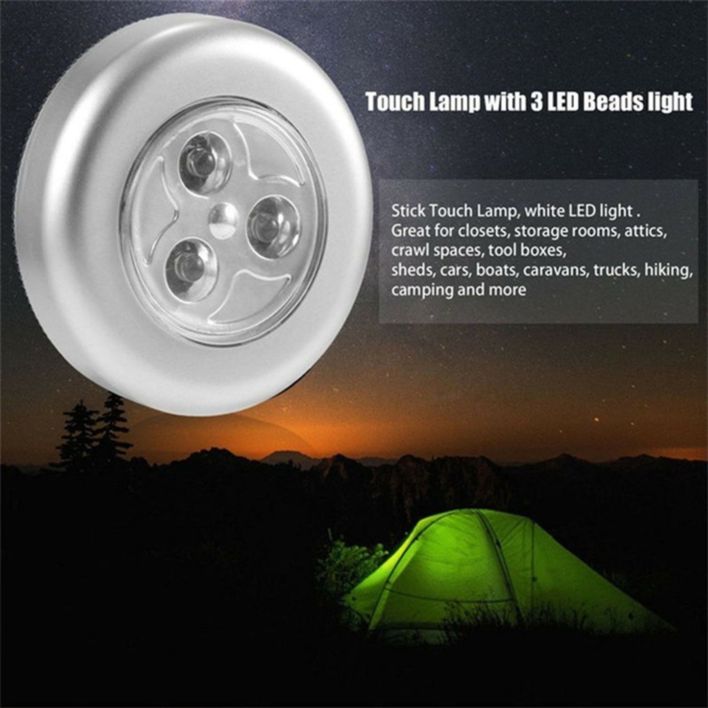 3 LED Stick-On Touch Lights for Wardrobes & Cabinets - Happy Price - Image 3