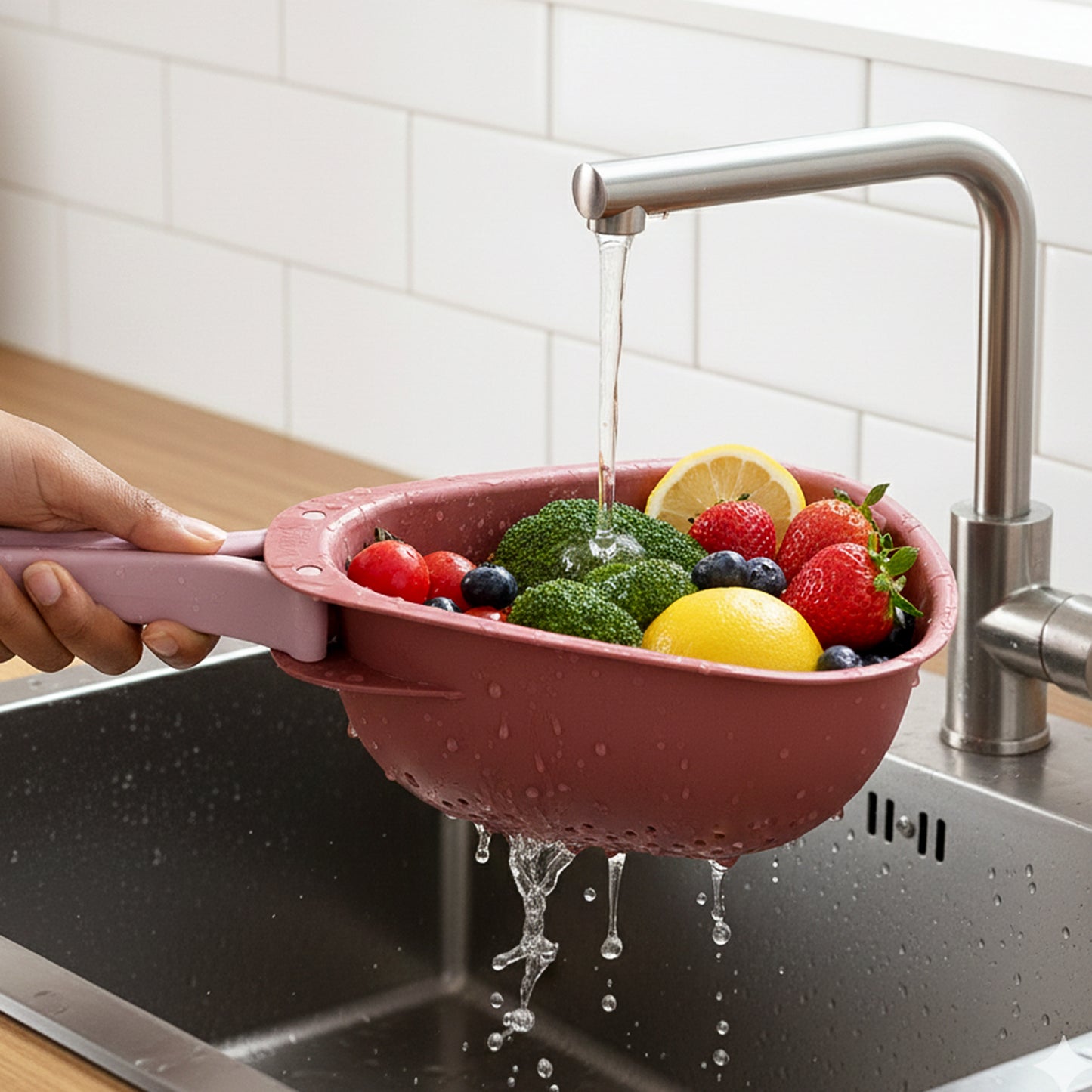 Foldable Kitchen Colander with Handle and Drain Base - 1 Pc - Happy Price - Image 7