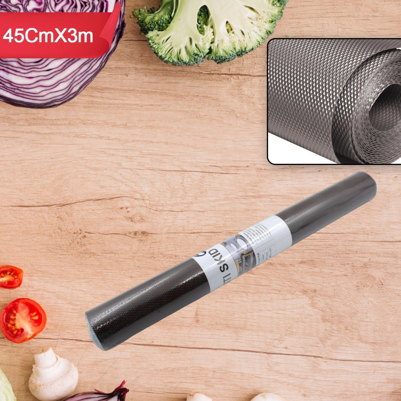 Multipurpose Anti-slip Bathroom Kitchen Cabinet Drawer Shelf Mat Liner Sheets Roll Fridge Mat Table Mat Anti-slip Super Strong Placement Mat For Fridge Bathroom Kitchen Drawer Shelf Liner (45cmx3m) - Happy Price - Image 1