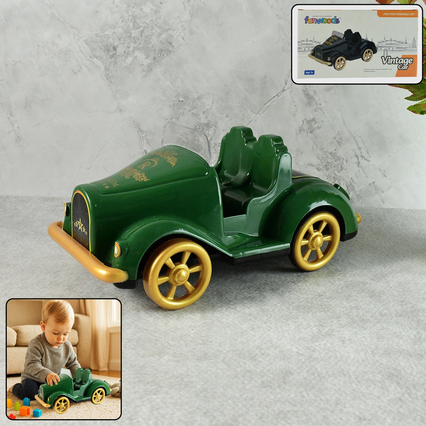 Friction Powered Vintage Car Toy - 1 Pc - Happy Price - Image 6