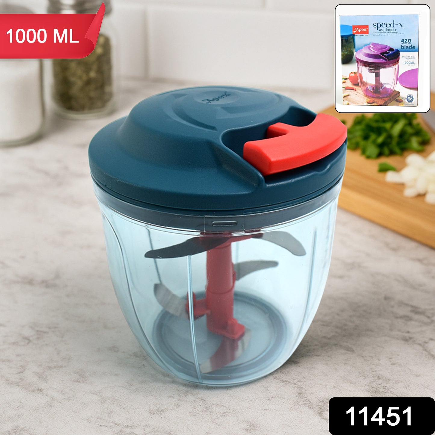 Apex Speed-x Hand-powered Vegetable Chopper (1000 Ml) - Happy Price - Image 1
