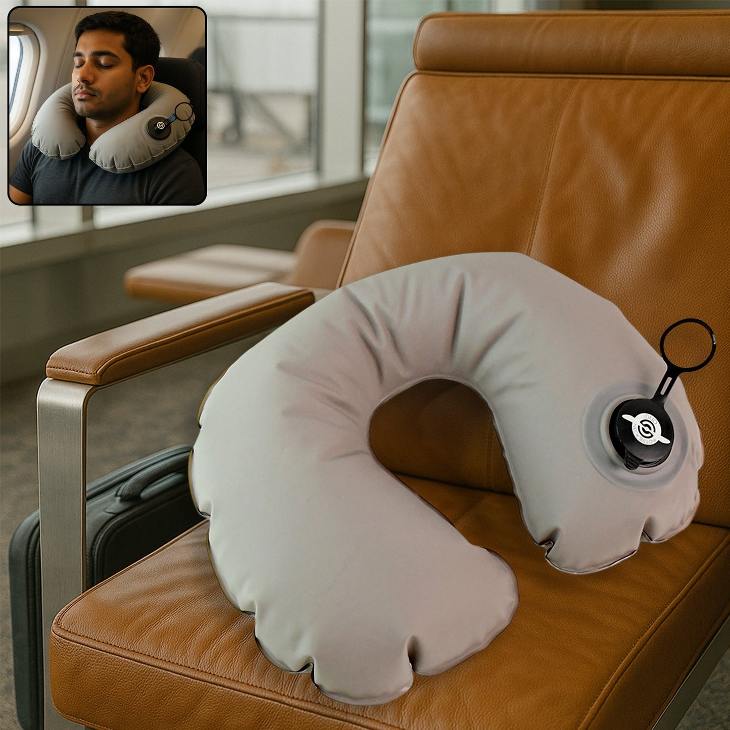 Premium Quality Inflatable Travel Neck Pillow (1 Pc) - Happy Price - Image 2
