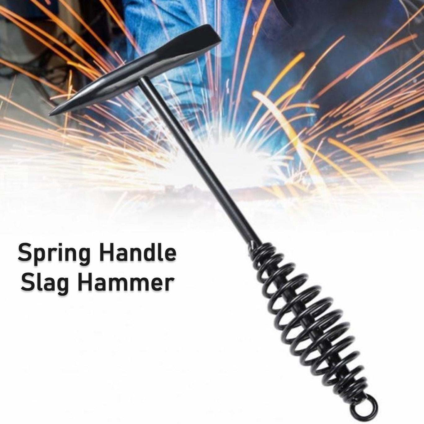 Welding Slag Removal Tool  Chipping Hammer With Coil Spring Handle Mufti Functional For Cleaning Removing Slag Industrial Weld Slag Spatter Removal Tool Welding Hammer For Machinery Electrician (1 Pc ) - Happy Price - Image 1