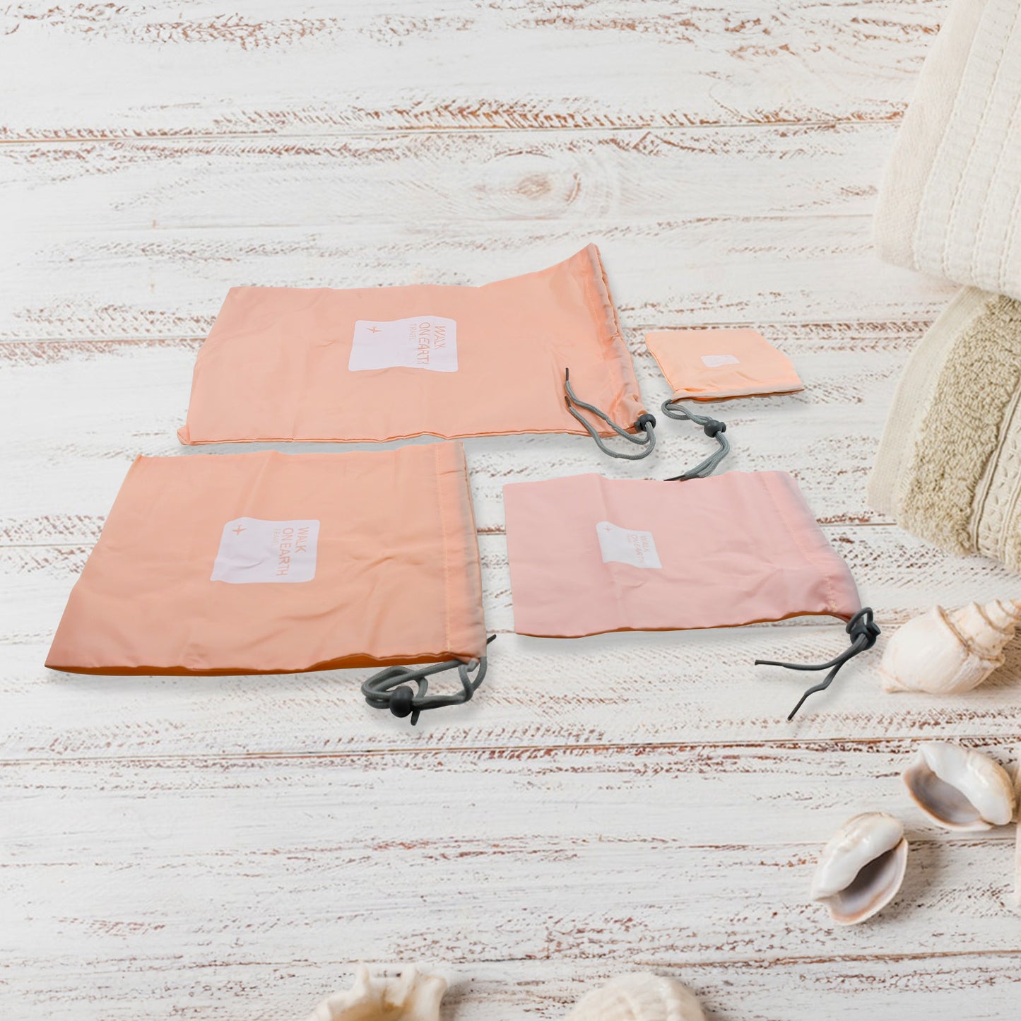 Travel Storage Bag Waterproof Nylon Drawstring Pouch Men And Women Folding Clothes Classified Organizers Packing Shoes Luggage Bags (4 Pc Set) - Happy Price - Image 6