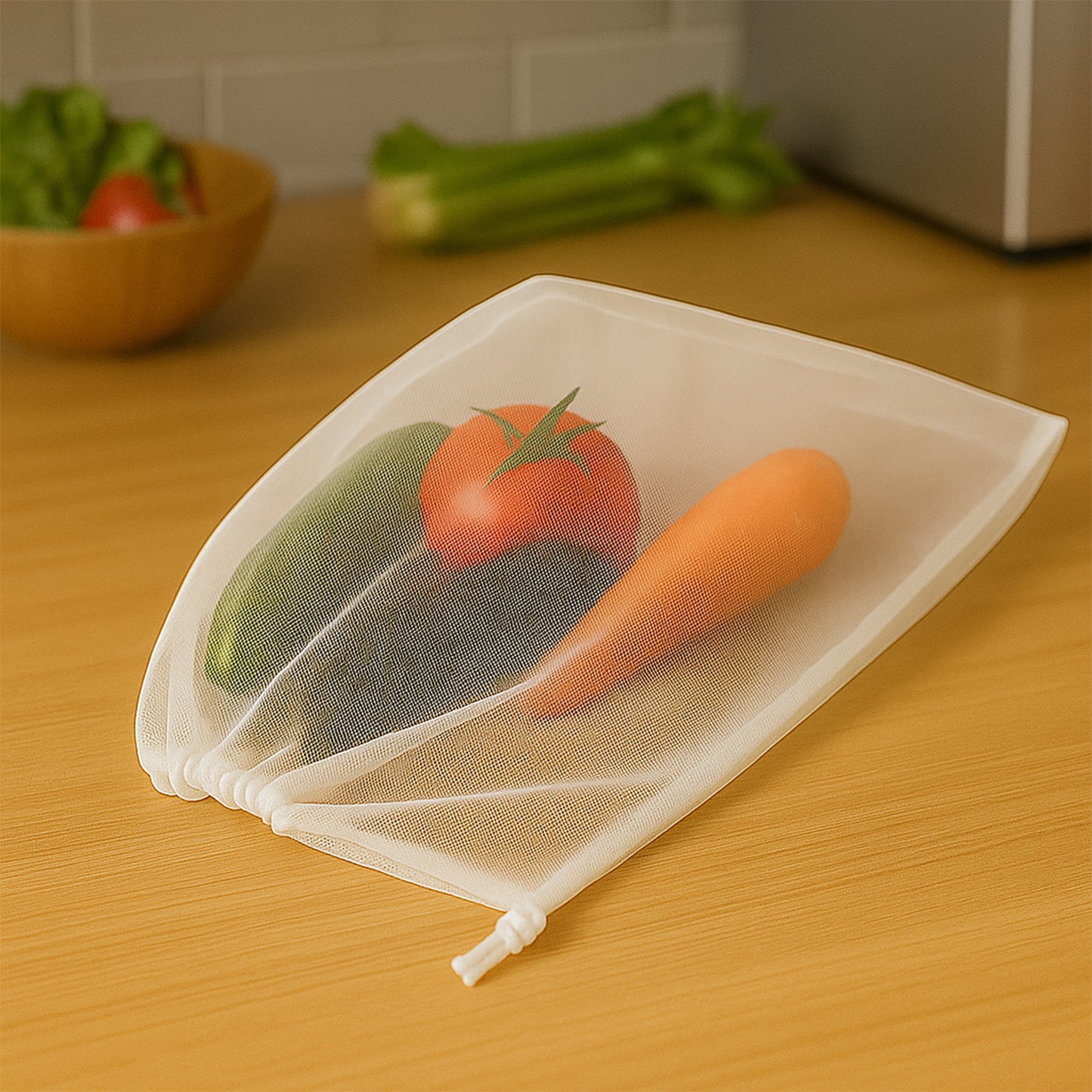 Reusable Transparent Drawstring Mesh Storage Bag (1 Pc) - Happy Price - Image 5