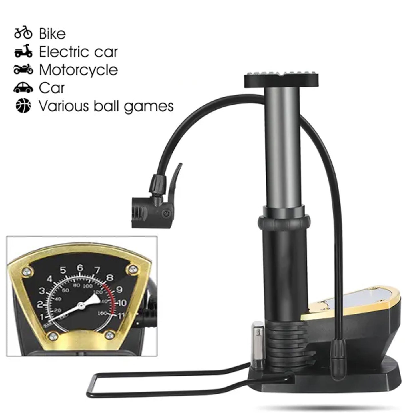 Portable Foot Air Pump with Pressure Gauge and Needle - 1 Pc - Happy Price - Image 5