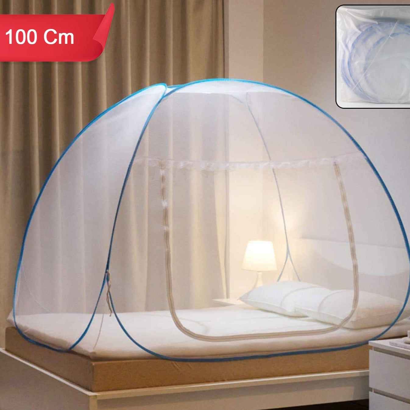 Premium Polyester Foldable Mosquito Net Tent (100 Cm Long  1 Pc) - Happy Price - Image 1