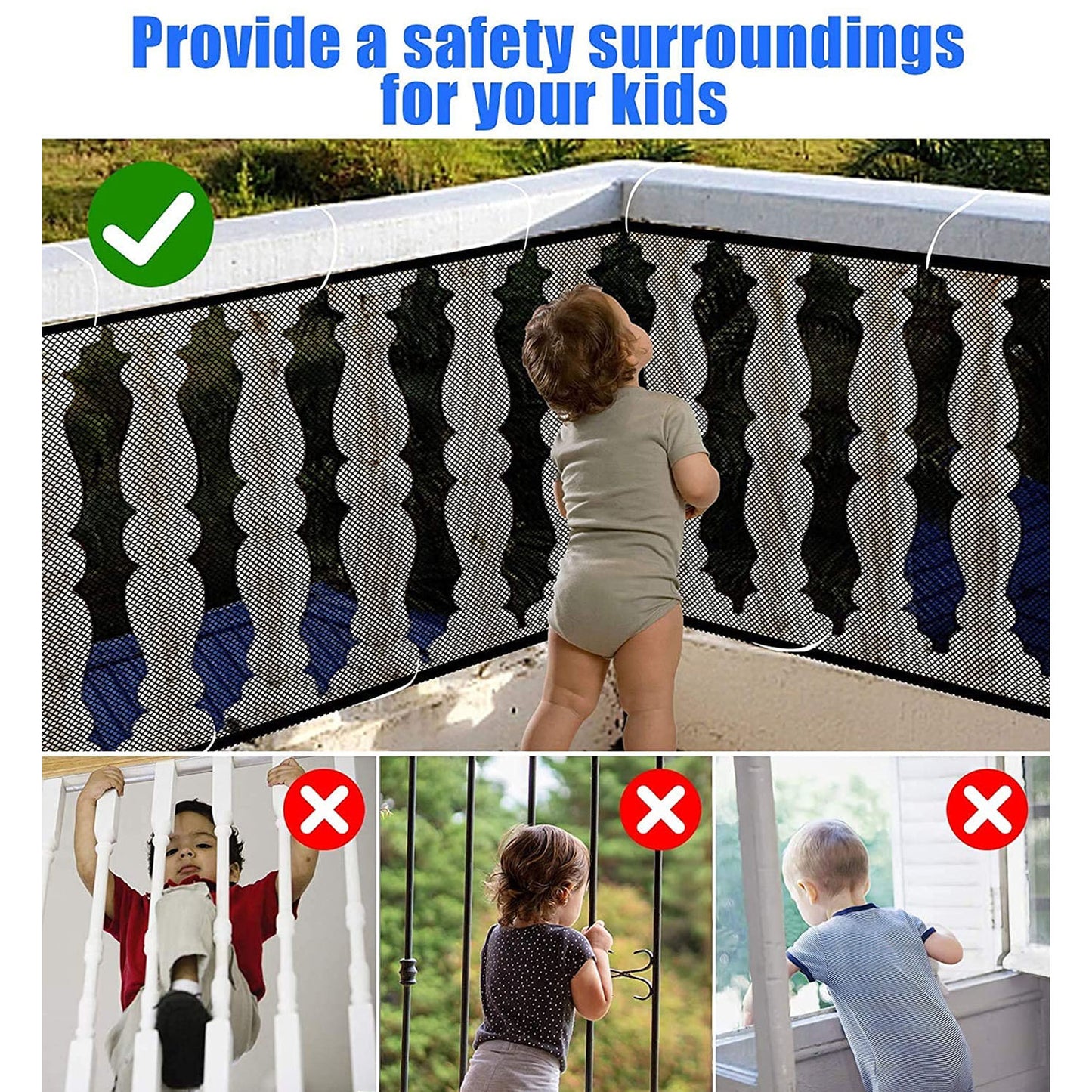 Kids Balcony Safety Net - 6 Mtr X 90 Cm Protective Mesh for Home Safety - Happy Price - Image 3