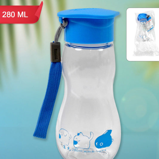 Transparent Travel Portable Water Bottle With Carry Straps (280 Ml  1 Pc) - Happy Price - Image 1
