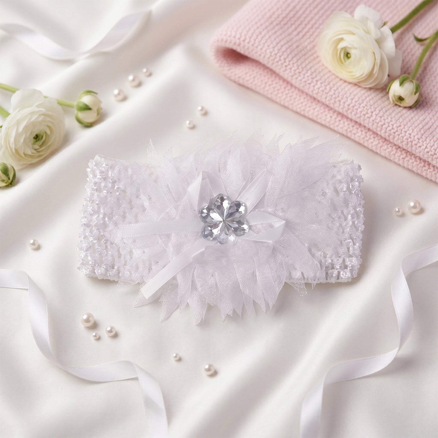 Cute Floral Baby Hair Band - Soft Elastic, Stretchable (1 Pc) - Happy Price - Image 3
