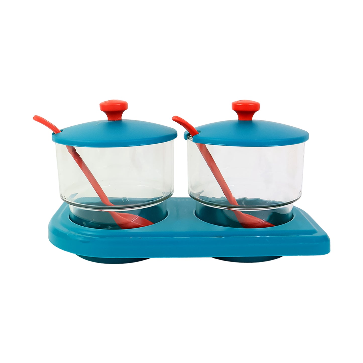 HappyPrice 2 Pcs Kitchen Spice Container Set with Tray and Spoons - Food Grade Plastic Organizer - Happy Price - Image 2