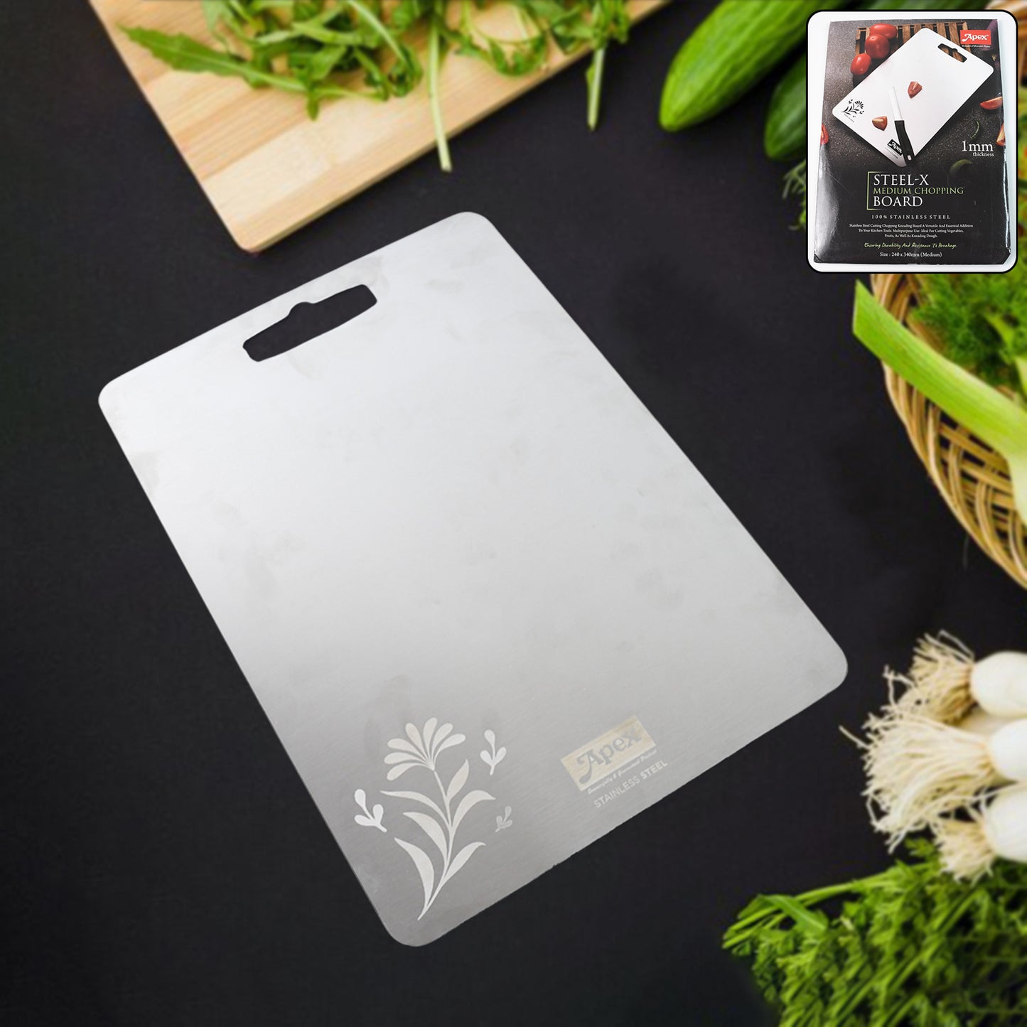 Apex Steel-x Stainless Steel Medium Chopping Board - Happy Price - Image 6