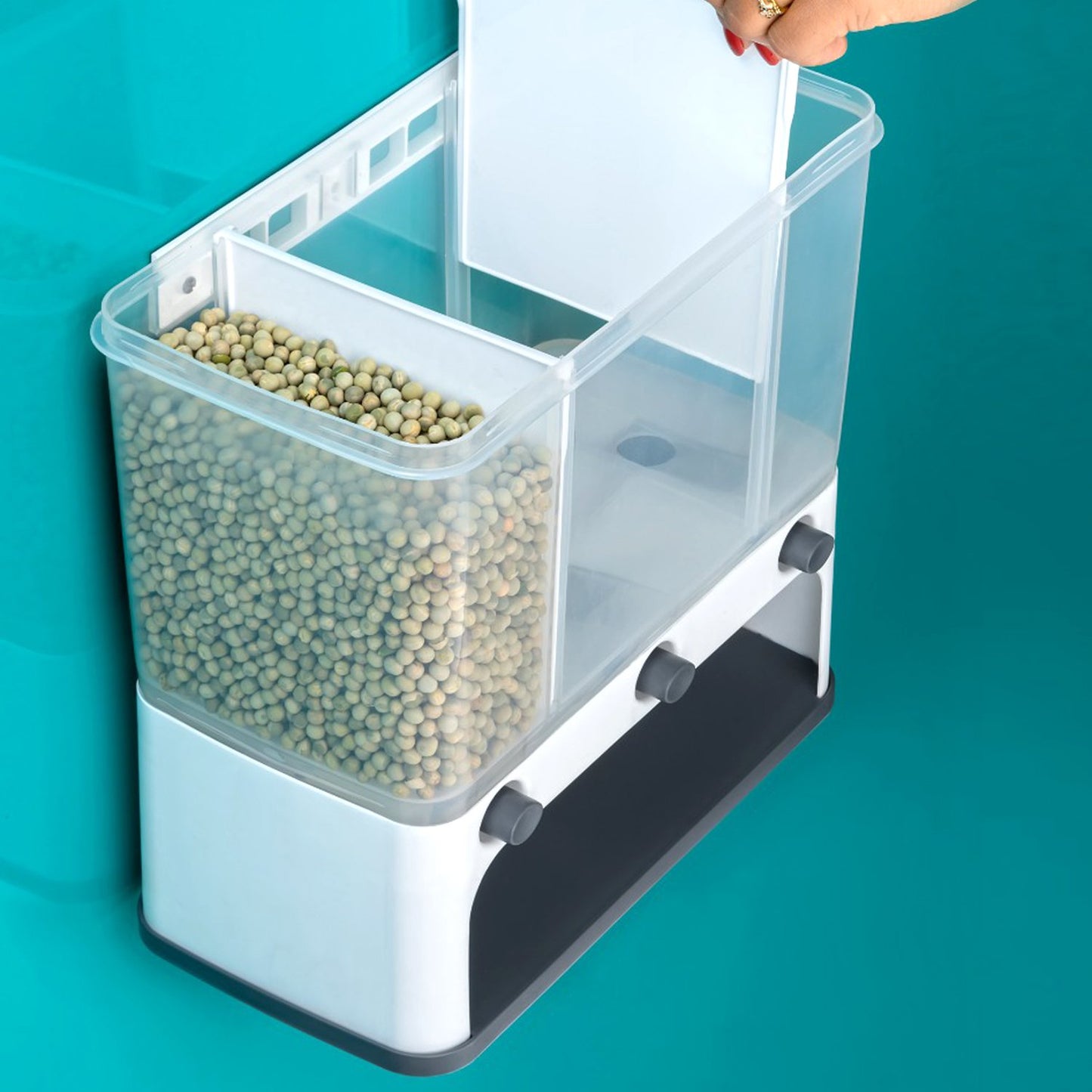 Easy Flow Cereal Dispenser For Kitchen 3 In 1 Push Button Wall Mount Container - Happy Price - Image 3