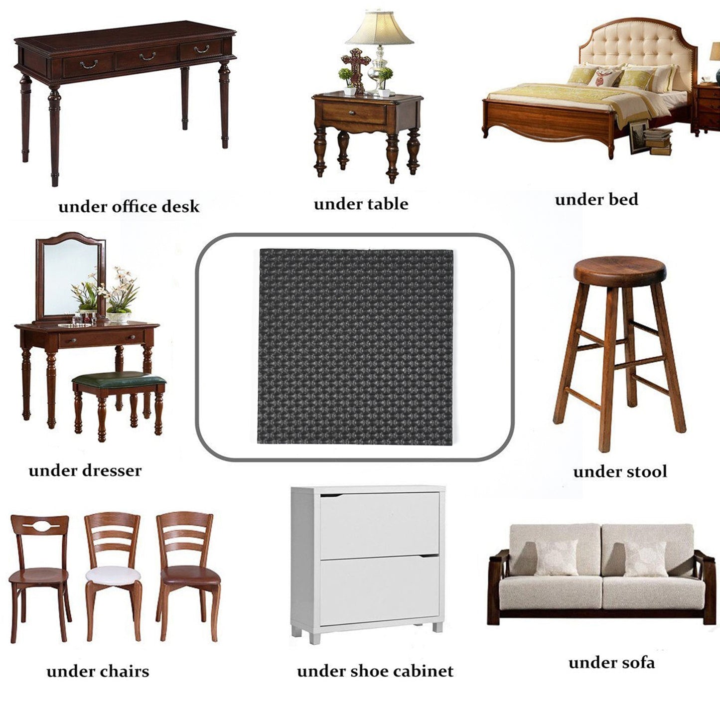 9133 Square Self Adhesive Door Wardrobe Furniture Feet Pad (Pack Of 1pc). - Happy Price - Image 3