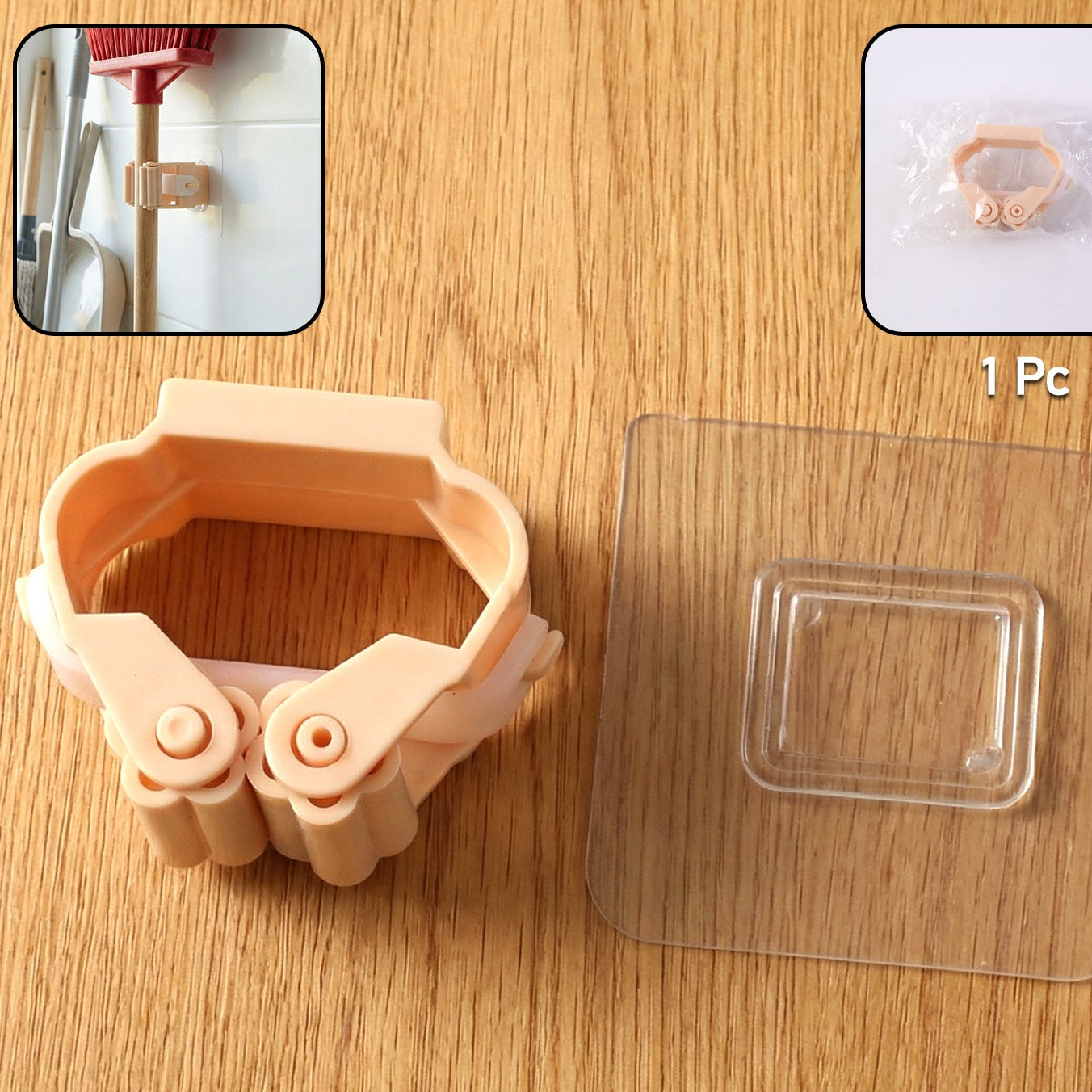 Wall Mounted Mop and Broom Holder Clip (1 Pc) - Adhesive Tool Organizer - Happy Price - Image 1