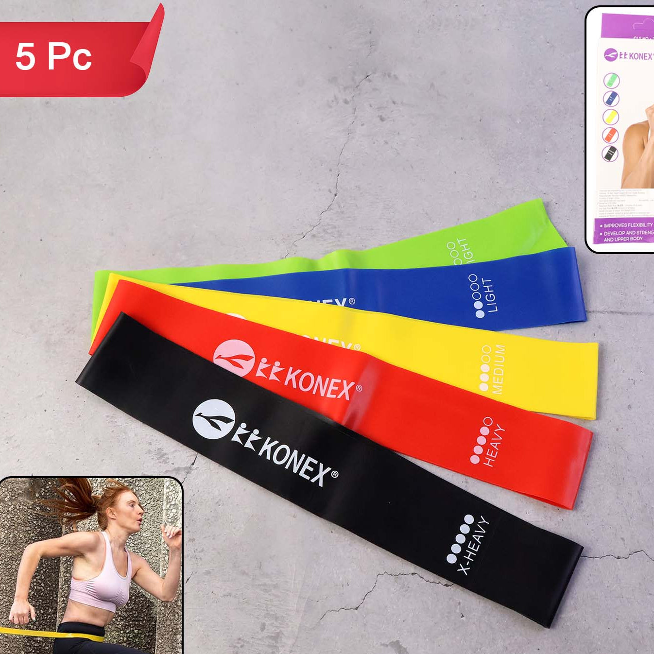 Set of 5 Resistance Loop Exercise Bands for Fitness & Strength Training (5 Pc) - Happy Price - Image 1