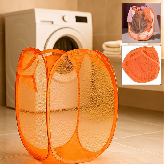 Foldable Mesh Laundry Basket - Pop-Up Clothes Hamper with Handles (1 Pc) - Happy Price - Image 1