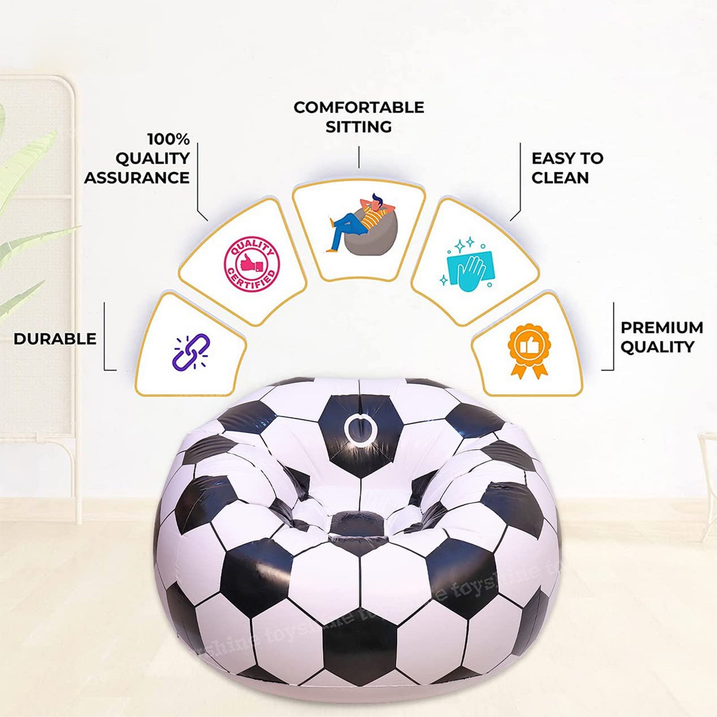 Foldable Sofa Cartoon Style Inflatable Folding Chair Ball Chair Inflatable Sofa For Adults Kids Size (110cm X 80cm) - Happy Price - Image 4