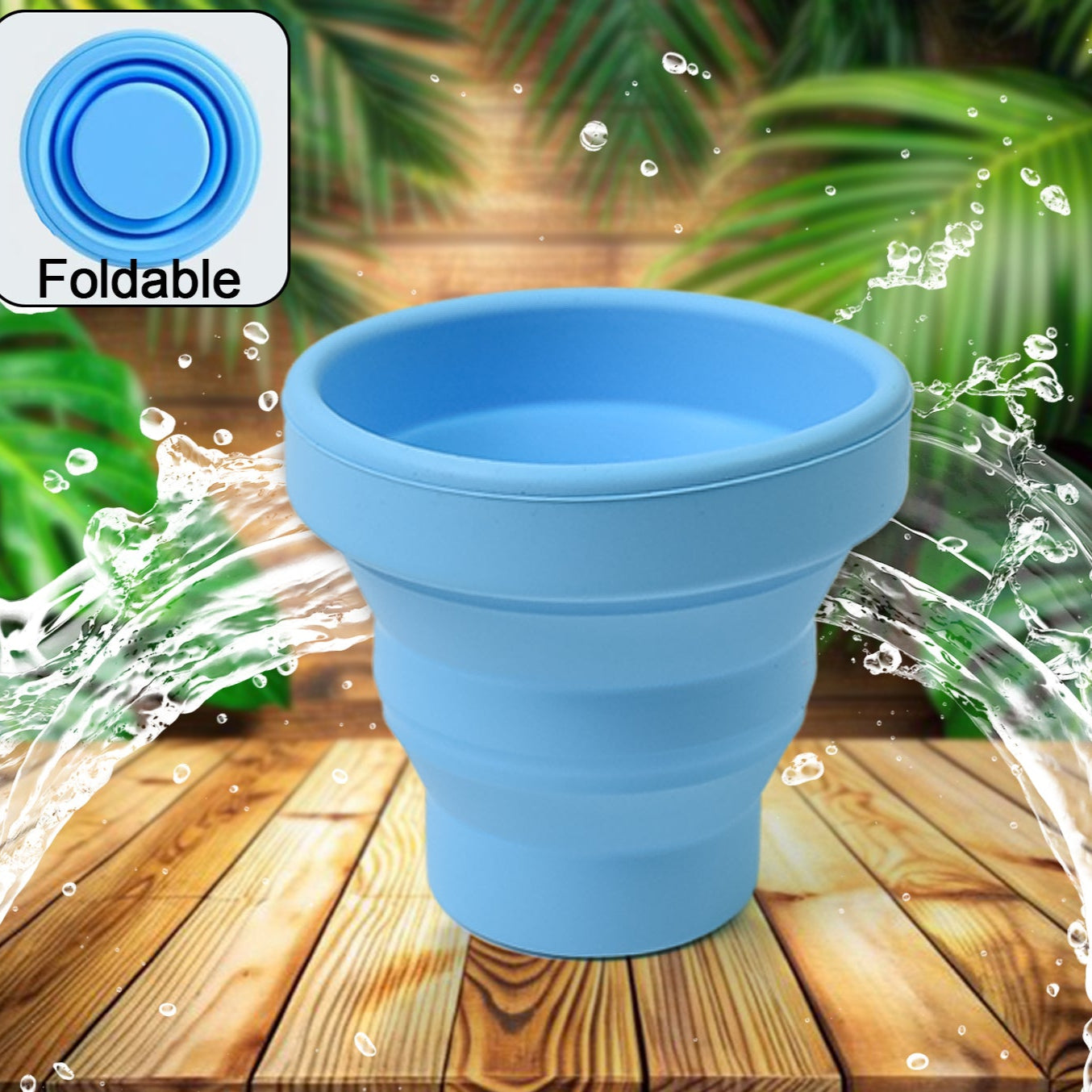 Round Silicone Foldable Glass Foldable Travel Mug Without Lid (1 Pc) - Happy Price - Image 1