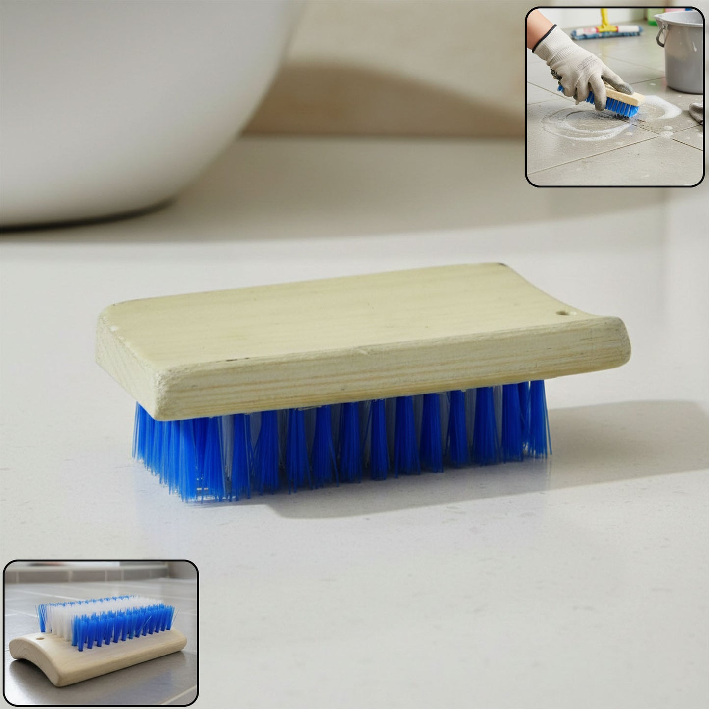 Heavy Duty Scrub Brush with Wooden Handle (1 Pc) - Happy Price - Image 2