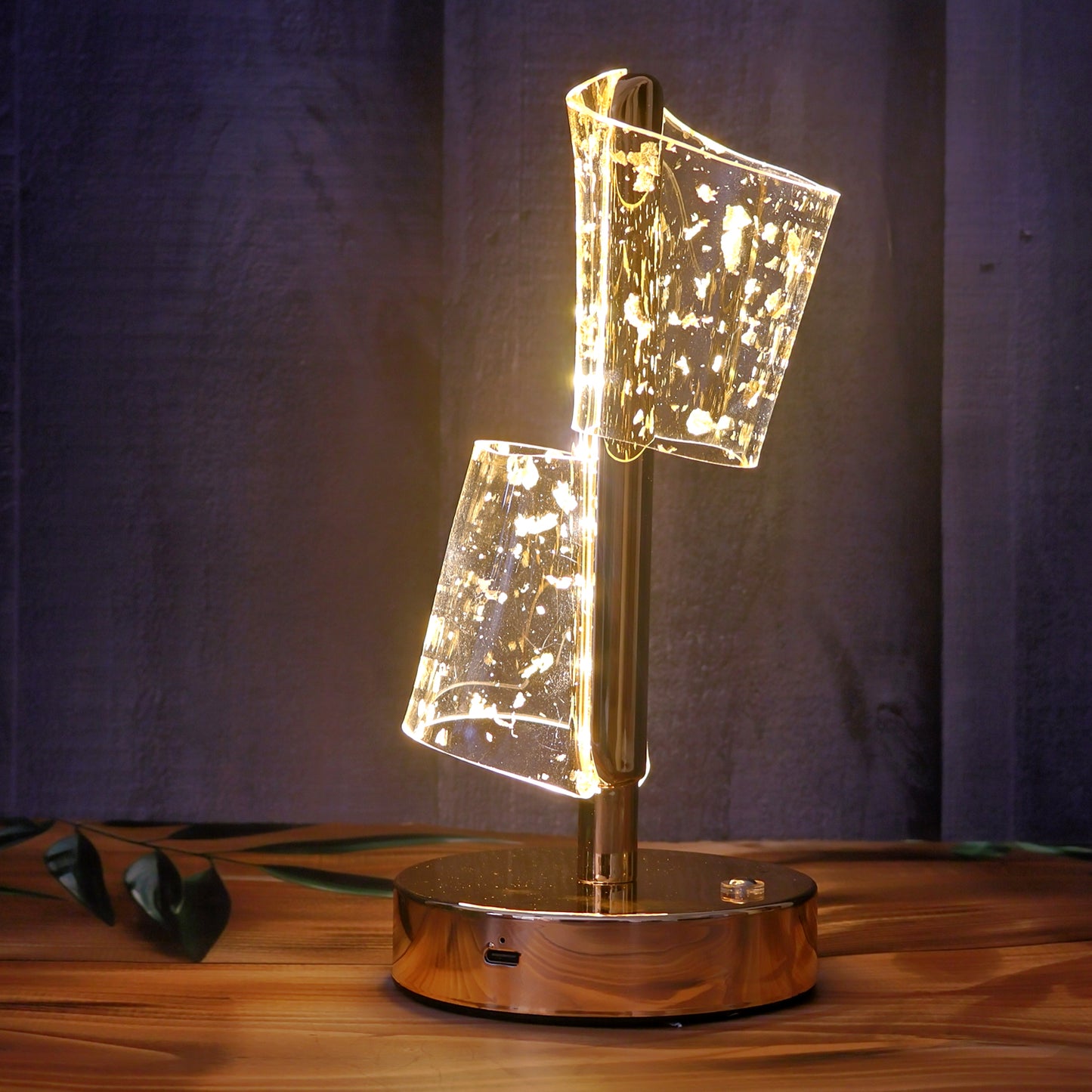 Golden Crystal LED Double Shade Table Lamp with USB Charging (1 Pc) - Happy Price - Image 4