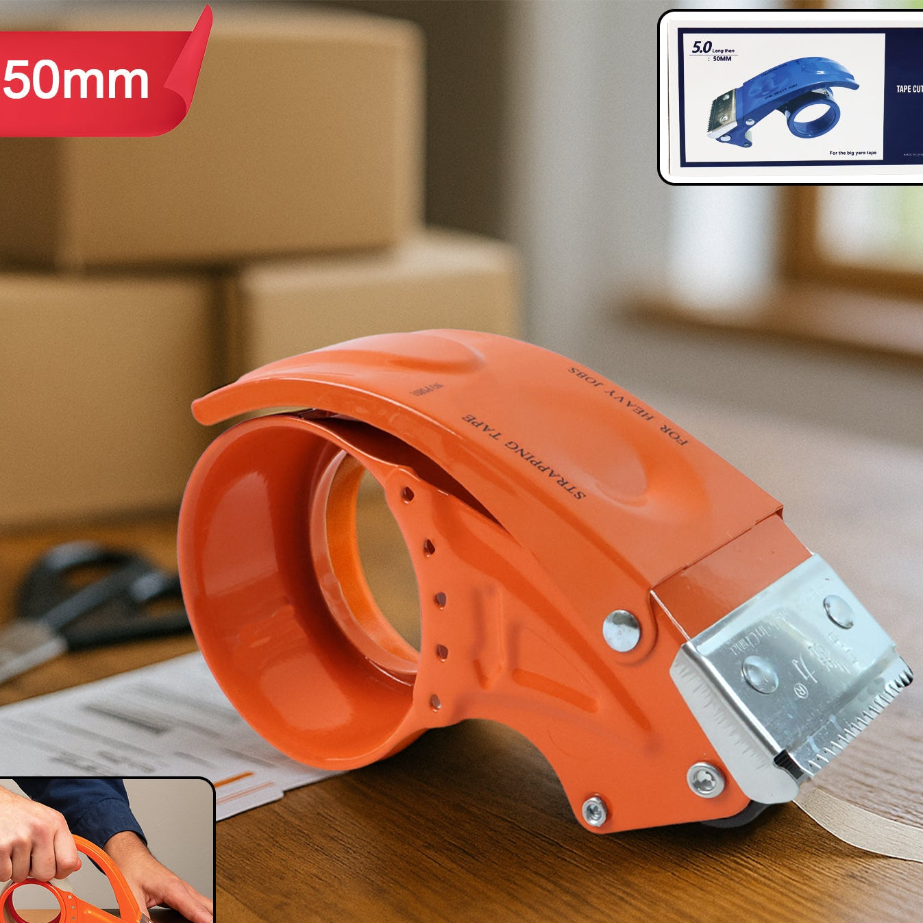 Heavy-Duty Tape Dispenser for 50mm Packing Tape - 1 Pc - Happy Price - Image 1