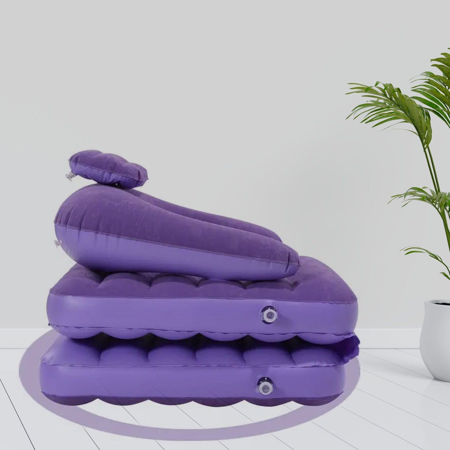 2 In 1 Air Mattress  Lounger Portable Inflatable Mattress Air Sofa With Air Hand Pump (17575 Cm) - Happy Price - Image 4