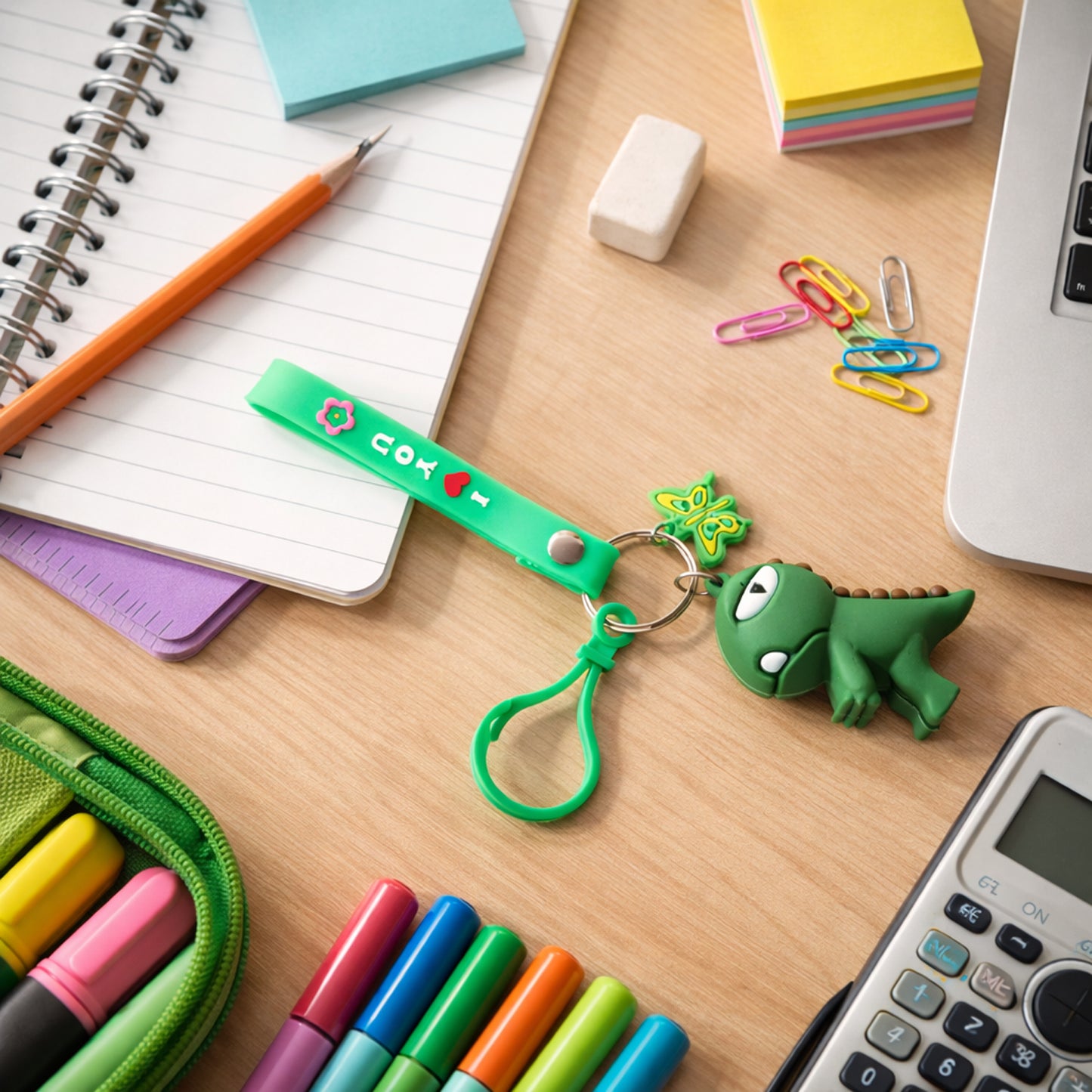 Cute Dinosaur Silicone Keychain with Strap - 1 Pc - Happy Price - Image 2