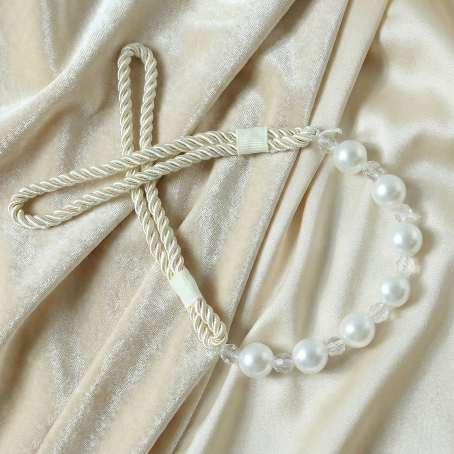 Pearl Beaded Curtain Tieback with Rope - 1 Piece - Happy Price - Image 3