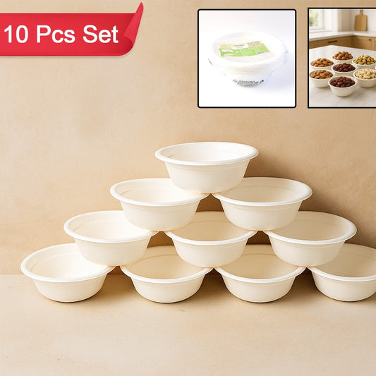 240 Ml Compostable Bagasse Bowls - Pack of 10 Eco-Friendly Serving Dishes - Happy Price - Image 1