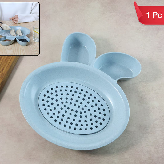 Multi-Purpose Snack Serving Plate with Strainer & Dip Holders (1 Pc) - Happy Price - Image 1