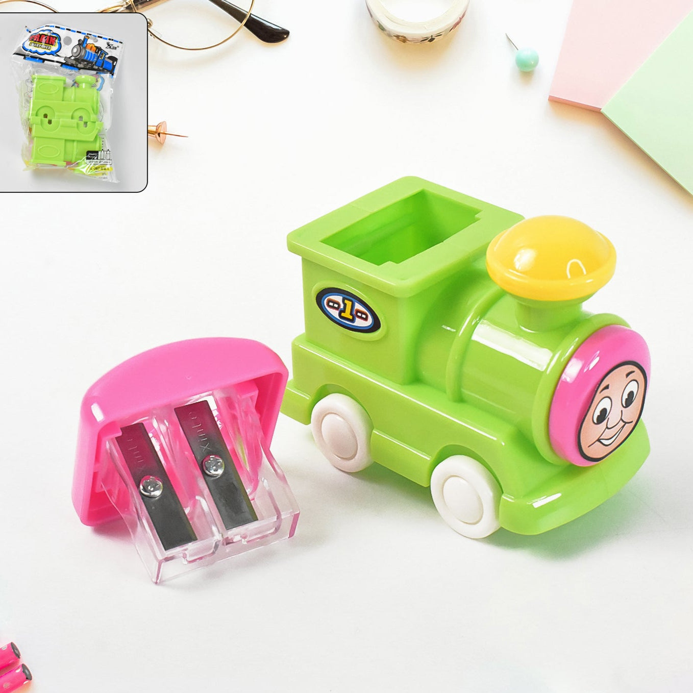 Train Double Hole Pencil Sharpener (1 Pc) - Happy Price - Image 1