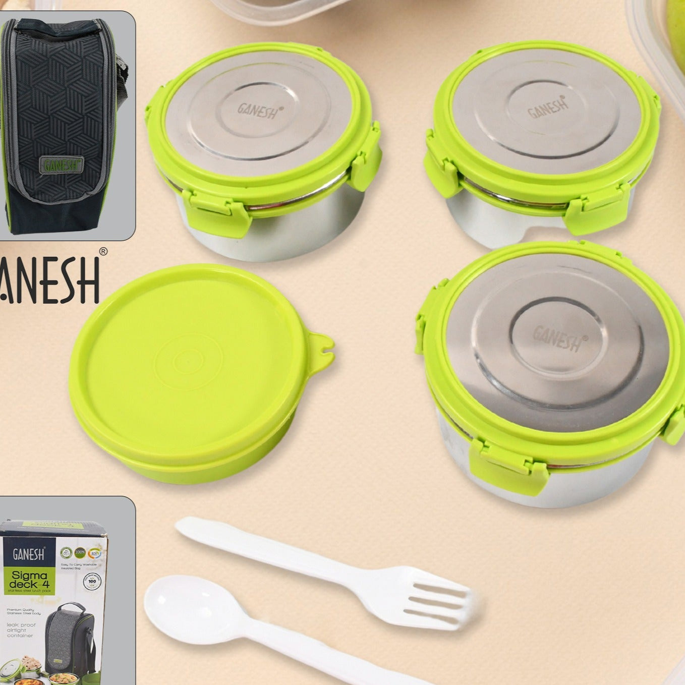 Stainless Steel Tiffin Lunch Box Container  Dabba With 4 Side Clip Lock Lid For Office  School Use Food Grade  Air Tight  Easy To Carry  Leak Proof - Happy Price - Image 1