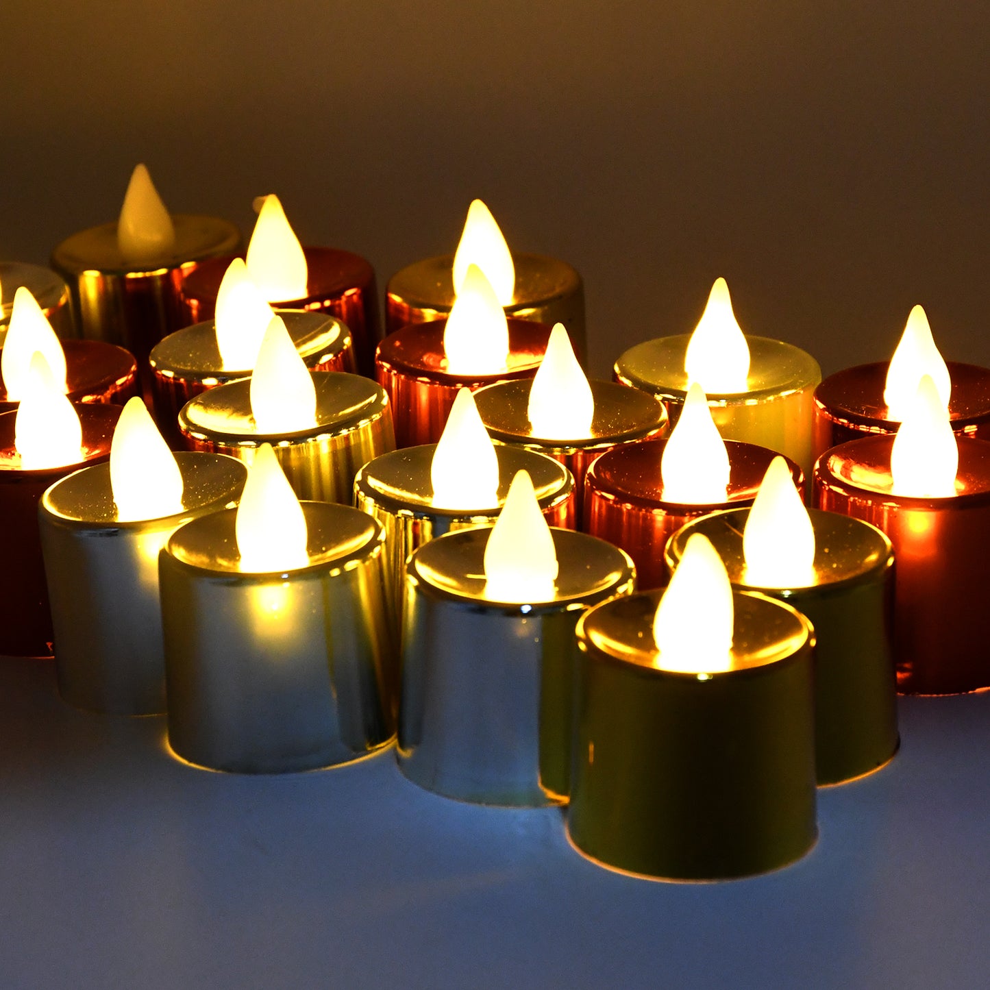 LED Diya Tea Lights - Flameless Plastic Candles (24 Pc Set) - Happy Price - Image 2