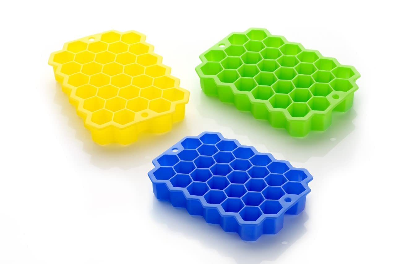 Flexible Silicone Honeycomb Design 37 Cavity Ice Cube Moulds Trays Small Cubes For Whiskey Tray For Fridge (Multicolor) - Happy Price - Image 6