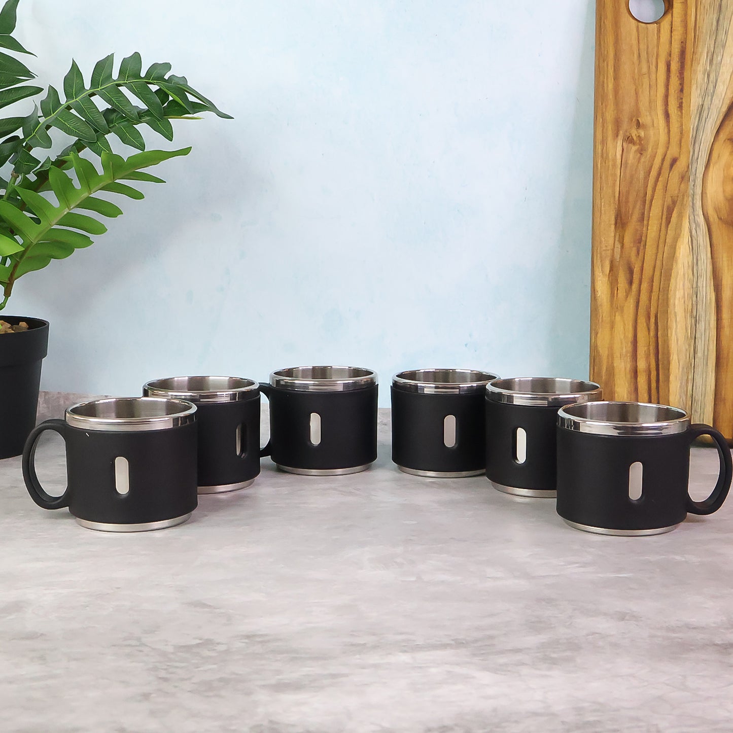 Apex Stainless Steel Double Wall Coffee Mugs Gift Set - 6 Pcs, 150 ML Each - Happy Price - Image 4