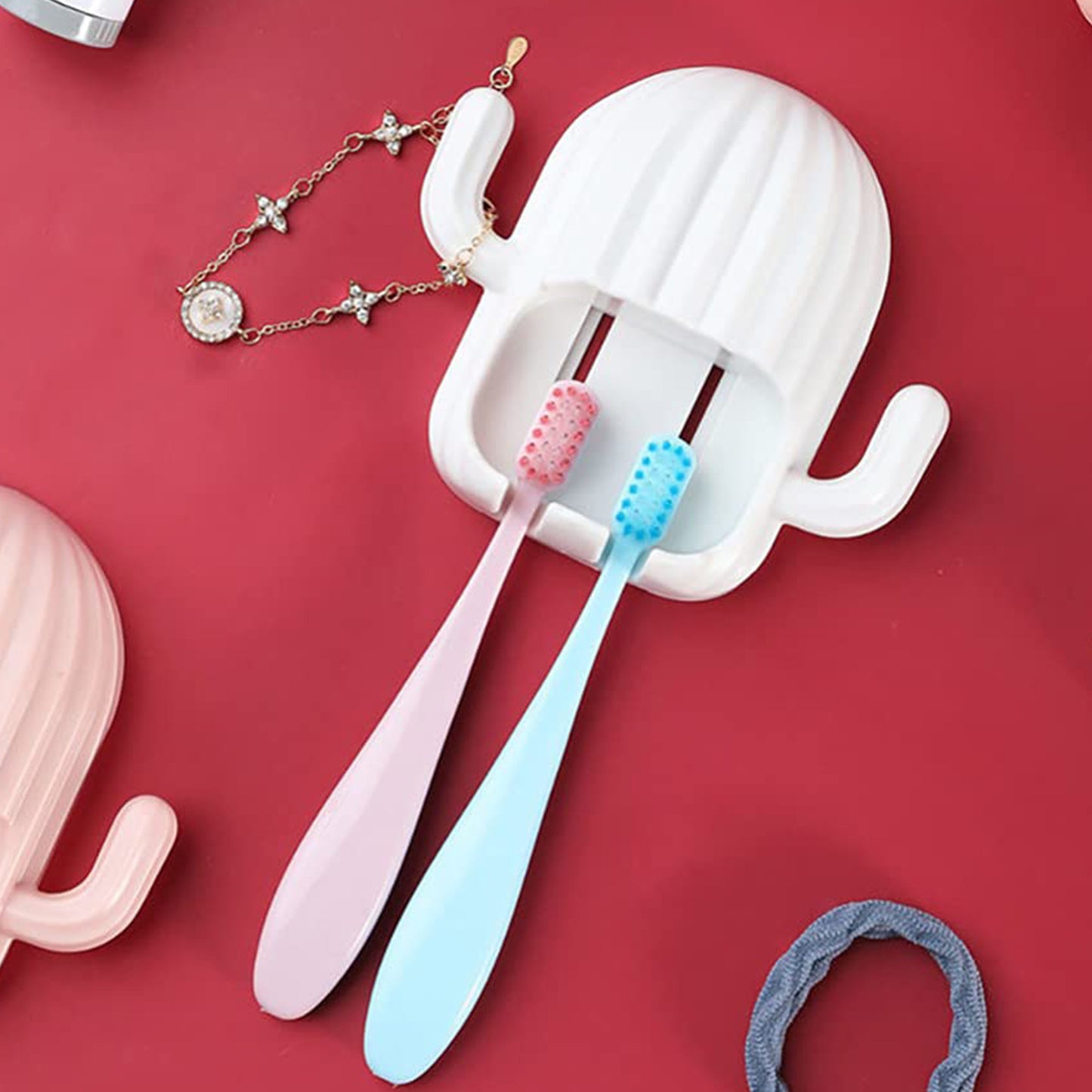 Cactus Design Wall Mount Toothbrush Holder - 1 Pc - Happy Price - Image 2