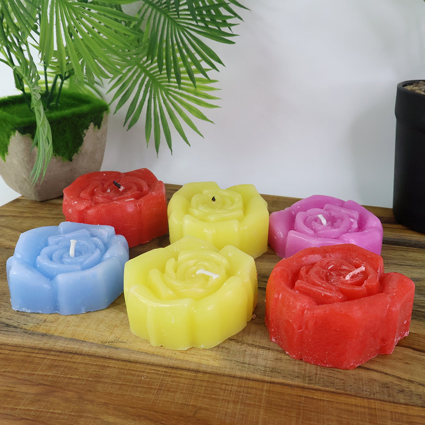 Rose Shaped Wax Candles Set - Pack of 6 Decorative Scented Candles for Home Decor & Gifting - Happy Price - Image 5