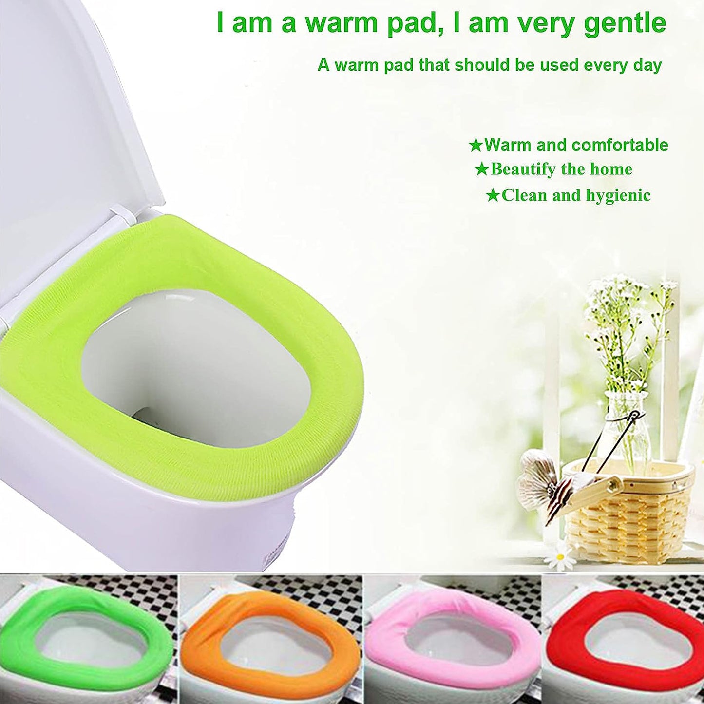 4768 Bathroom Soft Thicker Warmer Stretchable Washable Cloth Toilet Seat Cover Pads (1pc) - Happy Price - Image 4