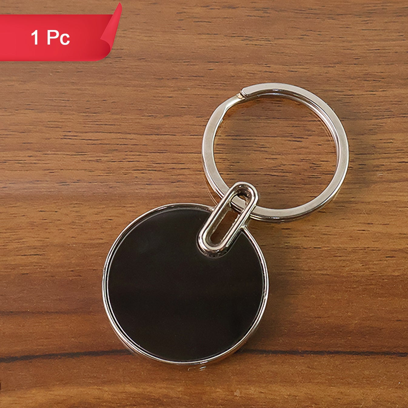 Sleek Black Round Metal Keychain (1 Pc) - Happy Price - Image 1