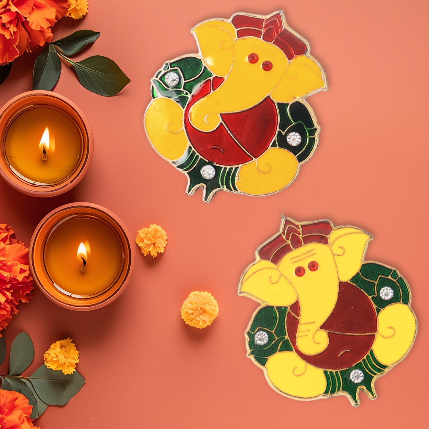 2 Pcs Lord Ganesha Wall Stickers - Decorative Ganpati Decals for Home & Temple - Happy Price - Image 4