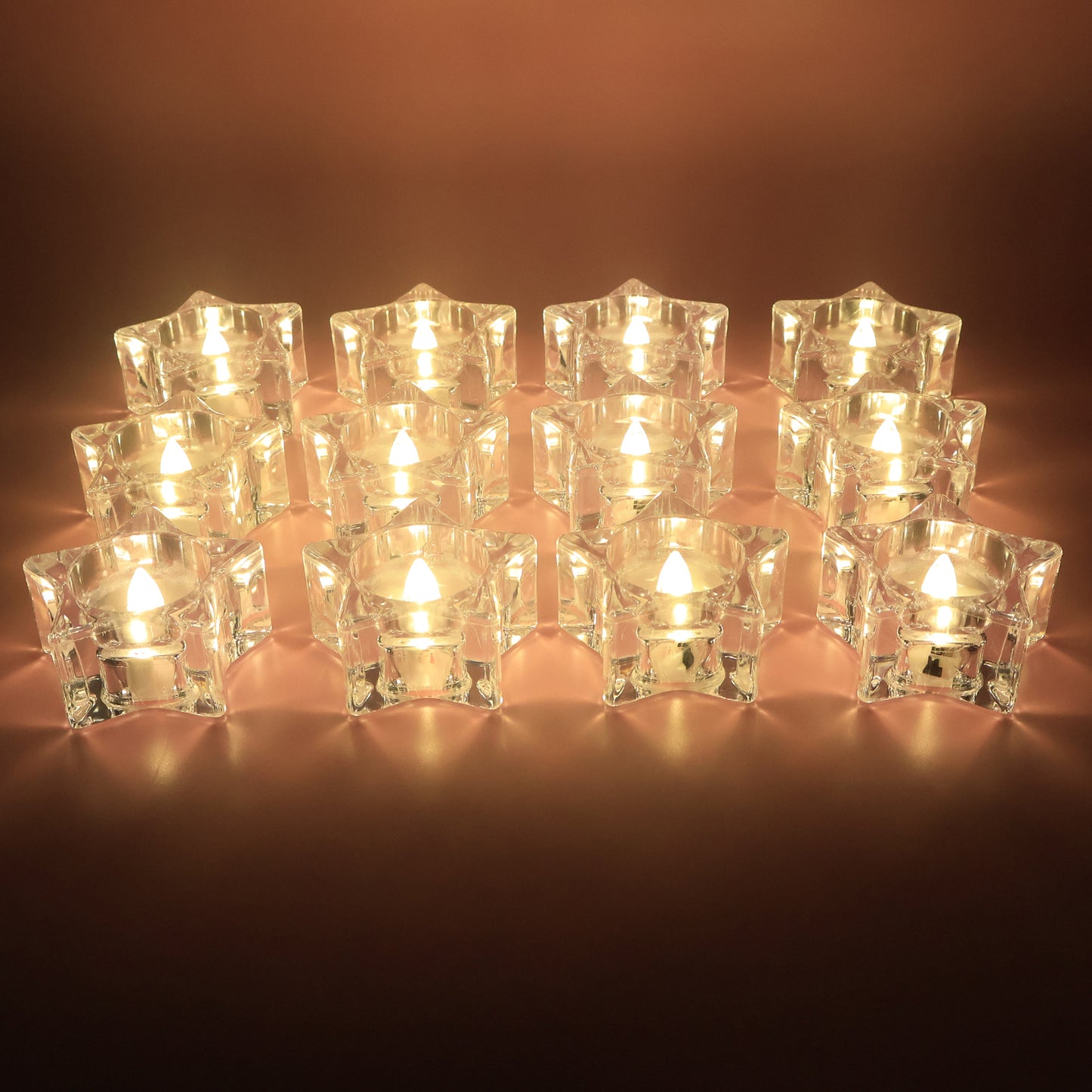 Set of 12 Crystal Effect LED Flameless Candles - Smokeless Battery Operated Tealights - Happy Price - Image 3