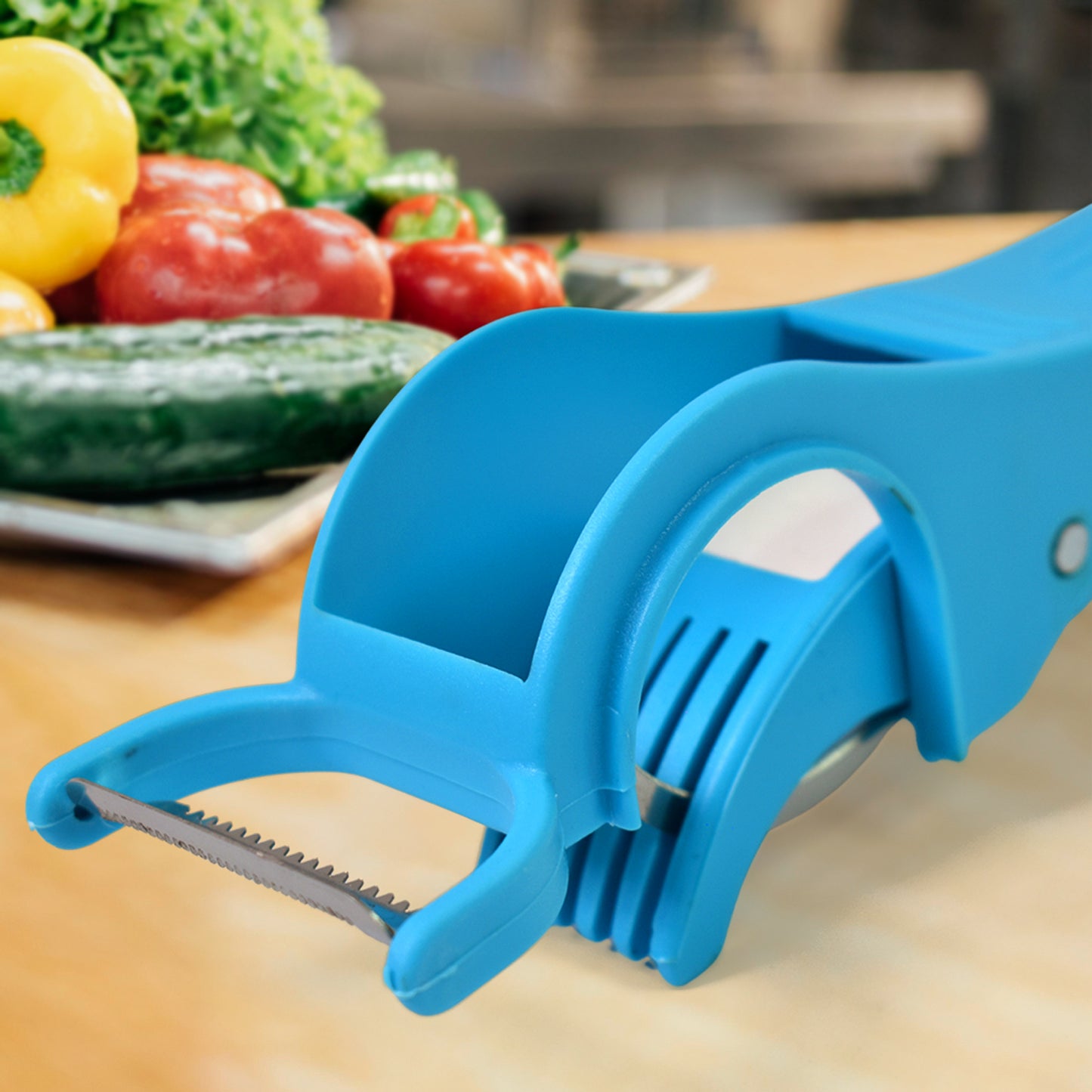 2 In 1 Vegetable   Fruit Multi Cutter 5 Blade Vegetable Cutter With Peeler (1 Pc  Multicolor) - Happy Price - Image 2