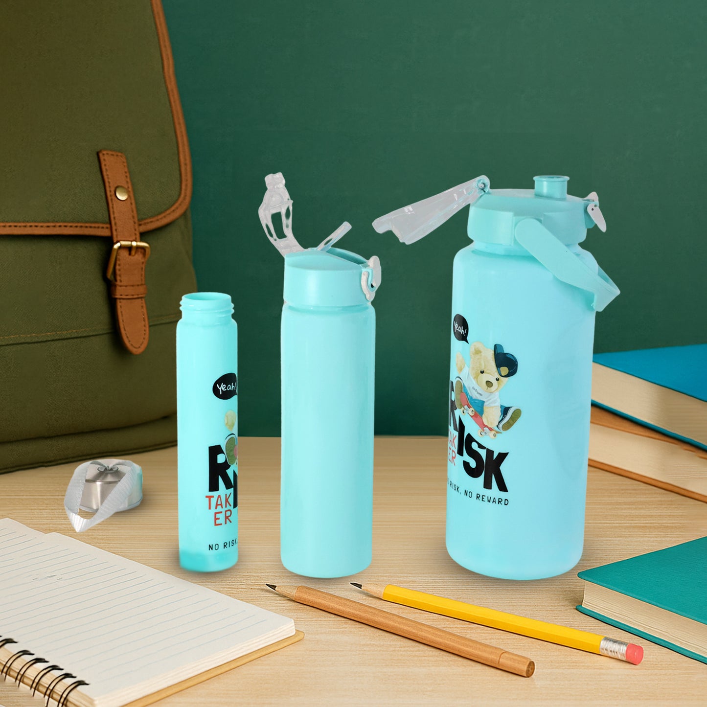 3 Piece Motivational Print Water Bottle Set - 2000ml, 900ml, 300ml - Happy Price - Image 4